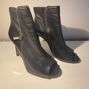 Elegant Black Peep-Toe Ankle Boots